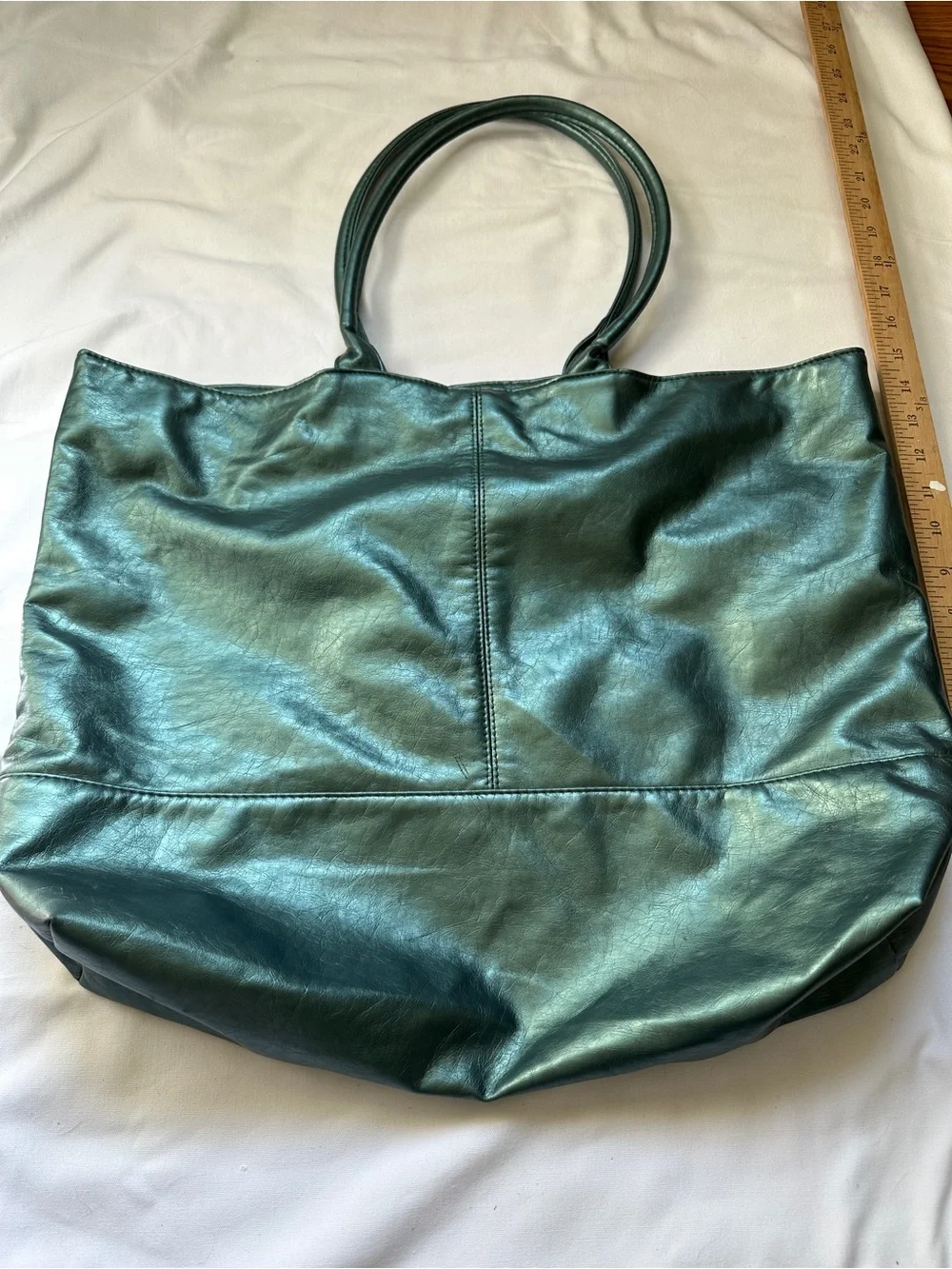 Saks Fifth Avenue Teal Green Leather Tote